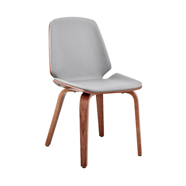 Armen Living Brinley Gray Faux Leather and Walnut Wood Dining Room Accent Chair LCBNSIWAGR - main